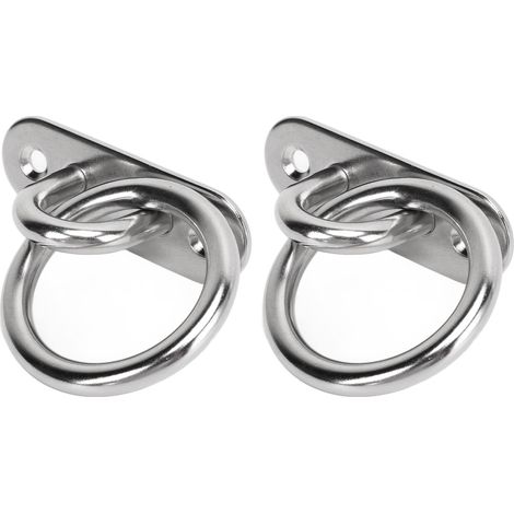 Lot de 2 plaques à œillet en acier inoxydable haute résistance et poli, avec anneaux ronds, pour usage marin, 8 mm (1/5)