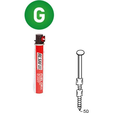 2 200 Pointes Annelées Galvanisées en Bande 20° (Pack) - 2.9x50 mm + 2 Cartouches de Gaz Rouge -D-Work (1/5)