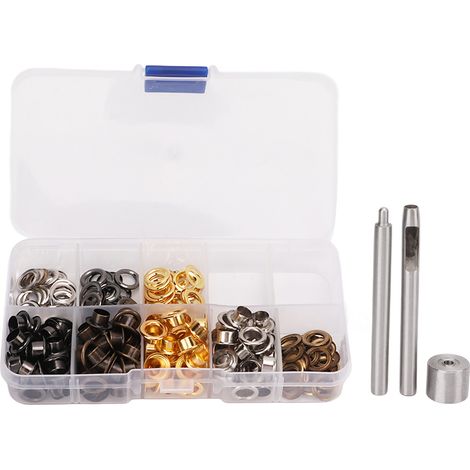 Kit d'outils pour œillets en métal robuste, installation facile, pour chaussures, sacs, vêtements et artisanat en cuir, assortiment de couleurs. (1/5)