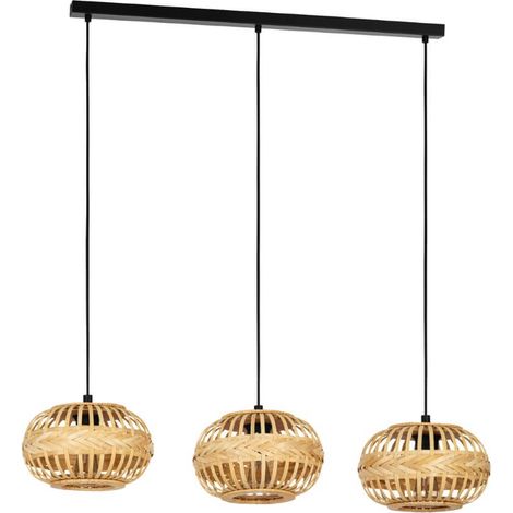 Lampe suspendue Amsfield 1 Steel Schwarz E27 3x40w L: 96cm B: 26cm H: 110 cm Dimmable (1/3)