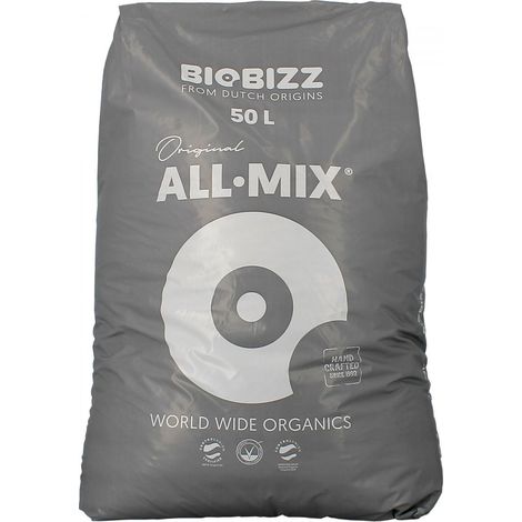 Terreau ALL.MIX 50L – Prêt à l'emploi, pré-fertilisé, aération optimale avec perlite – Pour intérieur et extérieur – Biobizz