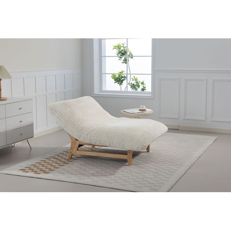 Pouf - Compressé - Velours Côtelé - Coussins Inclus & Ergonomique - 100 x 120 x 76 cm - Style Lounge - Blanc - Idéal Salon & Chambre (1/5)