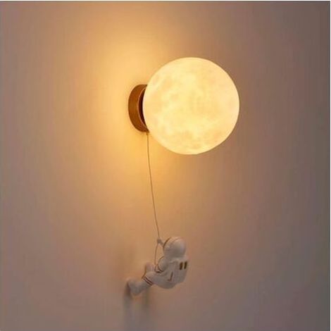 Applique murale d'intérieur, applique murale moderne 15 cm, applique murale LED au design lune et astronaute, applique murale d'intérieur pour chambre d'enfant (1/4)