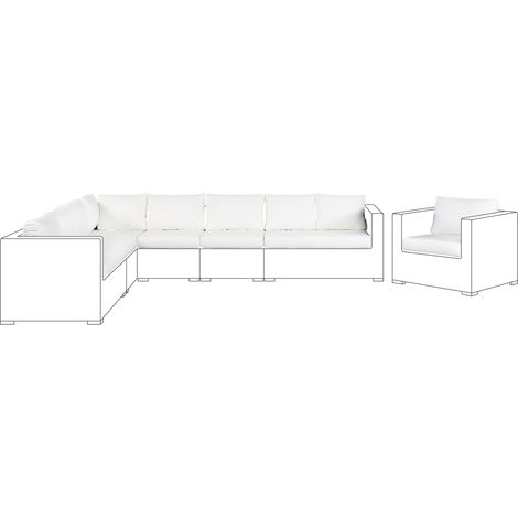 Conjunto de fundas de cojín para conjunto de jardín de poliéster blanco crema para asiento y respaldo XXL (1/5)