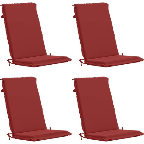 Lot de 4 coussins de chaise à dossier haut GEMERT - 120 × 50 × 6 cm - bordeaux - 100 % polyester (1/5)