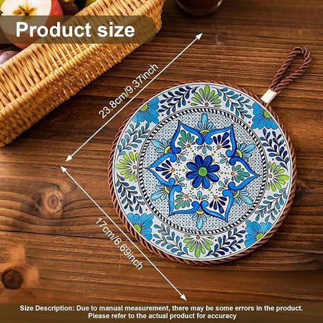 17 cm Ceramic Trivets with Natural Cork Base, Heat Resistant Stand for Teapots, Pots and Serving Dishes, Decorative Protection for Kitchen Dining Table (1/3)