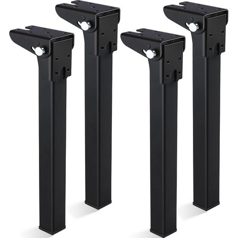 Lot de 4 pieds de table pliables, 30 cm, noirs, en métal robuste, pliables avec vis, pour bureau, table basse, lit et meubles à monter soi-même (1/5)