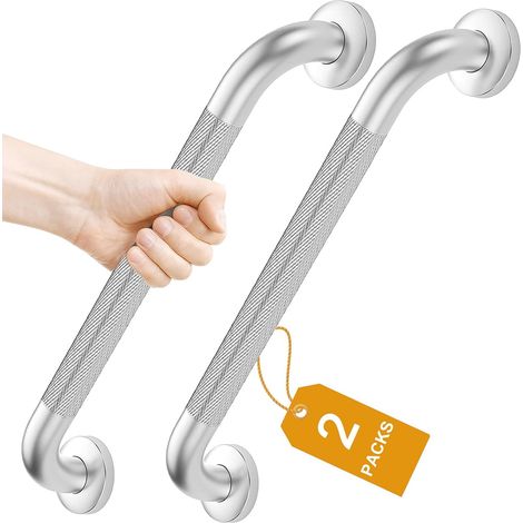 2 confezioni di barre di sostegno per il bagno in acciaio inossidabile 304 con maniglia antiscivolo, per vasca da bagno, WC, bagno, ringhiera delle scale (1/5)