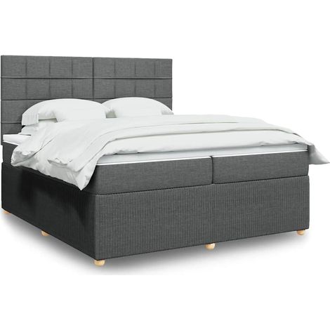 vidaXL Sommier à lattes de lit avec matelas Gris foncé 200x200cm Tissu (1/5)