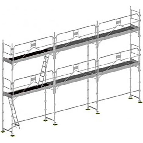 Ponteggio 60m² : Struttura + Piani + Fermapiedi + Parapetto - MEKA48P-60-SPP