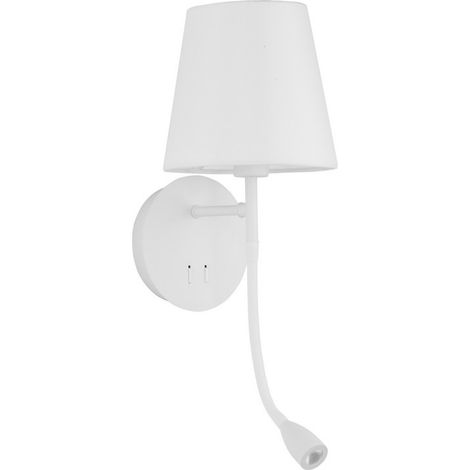Merano Cedar Liseuse Métal Blanc Tissu Blanc Abat-jour LED 3W 3000K 180Lm LED E14