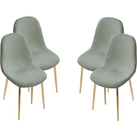 SEDIA IMBOTTITA TEDDY IN TESSUTO VERDE CHIARO CON GAMBE ORO 44X48X88 CM (1/3)