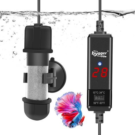 Chauffage Aquarium Mini Chauffage Aquarium, Submersible Chauffage pour Aquarium, Réglable Aquarium Heater 15-34℃ avec Digital Display Controller pour Aquarium de Poissons et de Tortues (10W) (1/5)