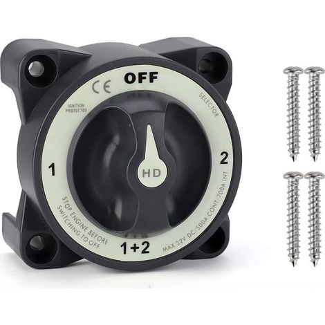 Commutateur sélecteur de batterie marine 4 positions 500 A 12-36 V CC pour bateau, yacht pour camping-car, voiture pour camion UTV protégé (1/5)