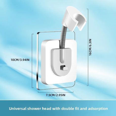 Support de pommeau de douche (blanc), à ventouse, étanche et résistant à l'humidité (1/5)