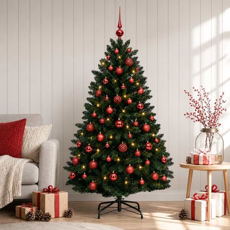 vidaXL Árbol de Navidad artificial verde oscuro con bolas 150 cm (1/5)