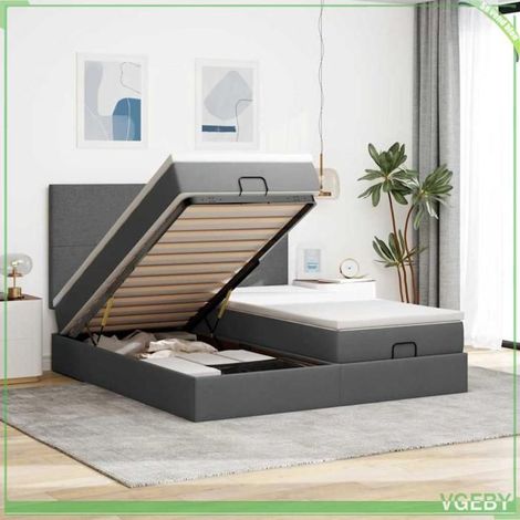 Cadre de lit ottoman - 3314521 - Gris foncé - Rangement sous-lit hydraulique - LED intégrée (1/5)