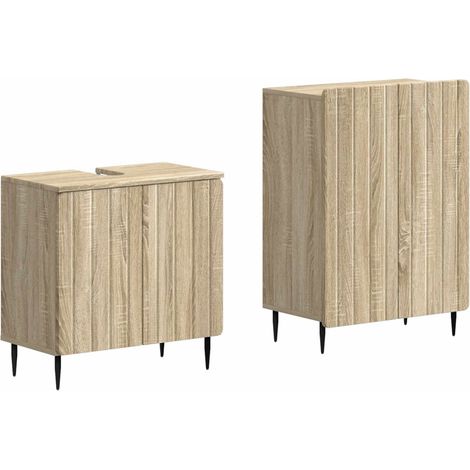 Ensemble Meuble de Salle de Bain Rangement Sous Vasque Bois d'Ingénierie Chêne Sonoma Lot de 2, 31.95kg (1/5)