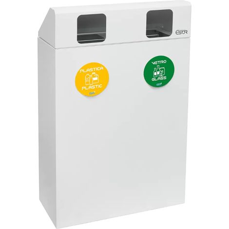 Bidone differenziata 2 scomparti 120 litri bianco con copertura (1/5)