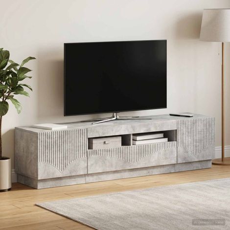 Meuble TV LED HOORN 3 pc Gris béton Bois d'ingénierie (1/5)