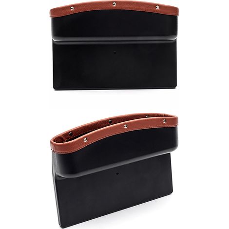 Cale d'espacement pour siège auto, organiseur latéral en cuir synthétique, console avant, rangement de bordure marron (1/3)