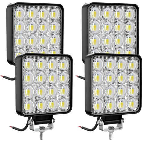 Stück LED-Arbeitsscheinwerfer, 8,4 cm quadratische Mini-Projektorlampe (72 W, 12 V/24 V) für Geländewagen, LKW, SUV, 4x4, Traktoren
