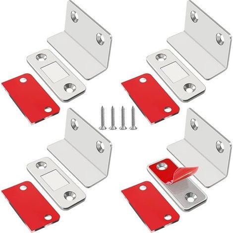 Aimant Porte Placard Lot de 4 Loquet Magnetique Ultra Mince avec Adhésif Fort Cuisine Fermeture pour Porte Coulissante, Loqueteaux Autocollants pour Tiroir, Cabinet, Meuble, Armoire (1/5)