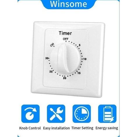 Interrupteur minuterie électronique 220V – Compte à rebours 30min – Installation ouverte – Commande simple – Protection ignifuge - Switch-30min (1/5)