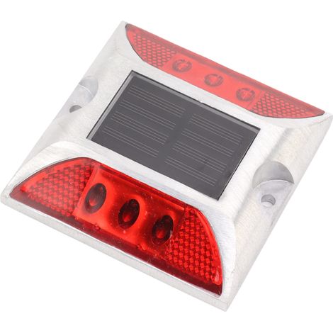 Lampe solaire de jardin à 6 LED, pour allées et routes, réflecteur double face, rouge (1/5)
