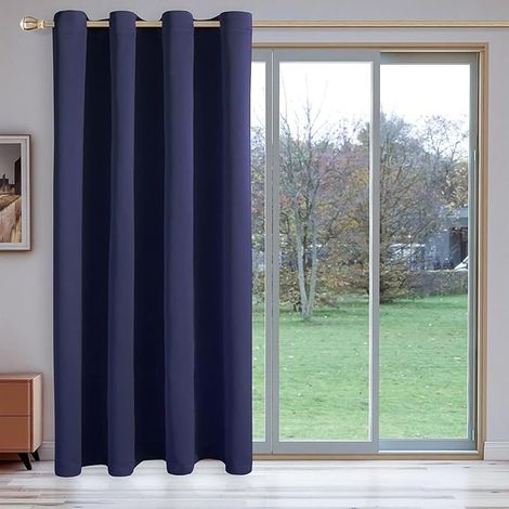 Rideau Occultant Thermiques, 130 x 245 cm Design Moderne Polyester Rideaux Opaque Draperies Lisse Décoration D’Intérieur Lavable, Bleu (1/5)