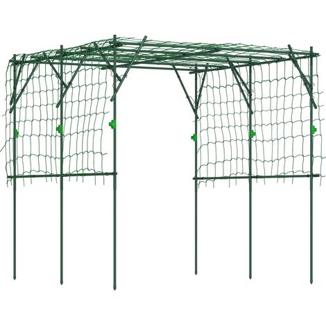 Arche de jardin en acier antirouille, conception à supports triangulaires, 223 x 223 x 223 cm, pour rosiers et plantes grimpantes, treillis vert, support pour plantes d’intérieur et légumes (1/5)