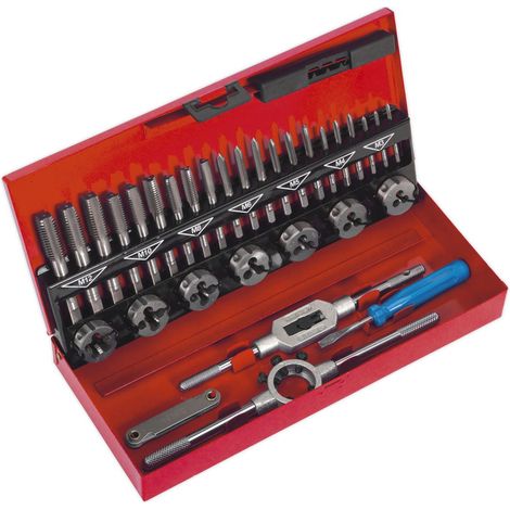 SEALEY TAP AND DIE 32PC SET WRENCH METRIC CUTS M3-M12 BOLTS ENGINEERS KIT AK3015