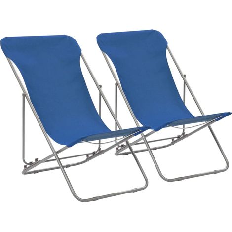vidaXL Folding Chairs 2 pcs Steel and Oxford Fabric Blue (1/5)