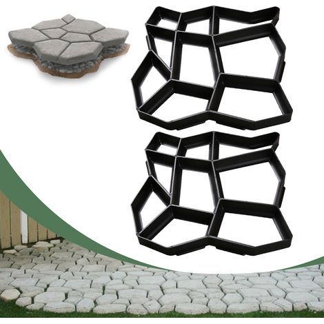 SWANEW Set di 2 stampi per calcestruzzo. stampi per pietra da calpestio per giardino. 43x43x4cm. plastica. per la paesaggistica (1/5)