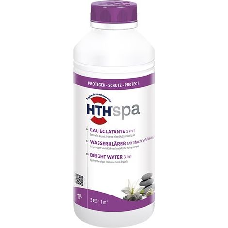 hth Spa Wasserklärer 1 L (1000 ml) gegen Algen, Kalk und metallische Ablagerungen für Whirlpools und Spas