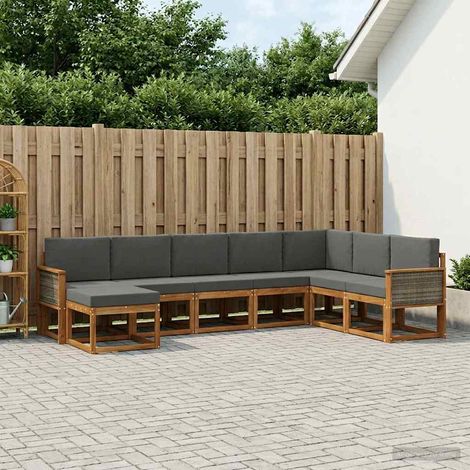vidaXL Outdoor-Sofagarnitur mit Kissen 8 pcs Natur und Anthrazit (1/5)