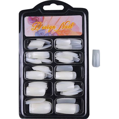 Lot 100 pièces Faux Ongles Artificiels 02 Demi-ongles Pleins Couverture Pointes Manucure (1/3)