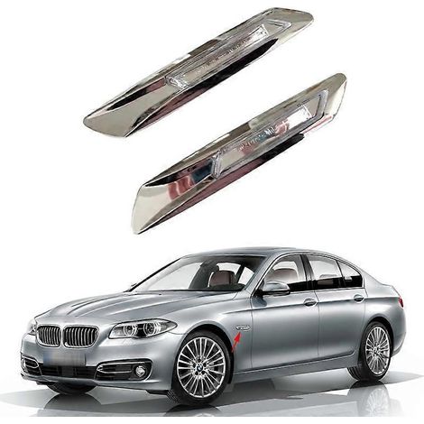 Passend für BMW 5er F10, F11, F18 (Baujahre 2011–2013): LED-Seitenblinker mit Beschriftung – Silber, links (1/4)
