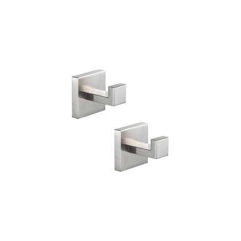 Lot de 2 crochets porte-serviettes muraux carrés en acier inoxydable pour salle de bain, cuisine, peignoirs, manteaux, chapeaux, vêtements et robes (argenté)
