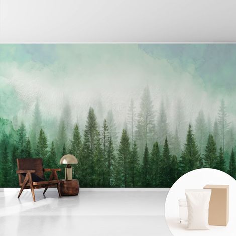 Tapete Tapete Vliestapete mit Kleber - Fototapete mit Motiv - Wandtapete modern - Wanddeko Wolf im Wald 416x254 cm (1/5)