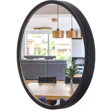 Specchio da bagno LEJA rotondo 475 NERO da parete per ingresso o soggiorno ELEGANTE (1/5)