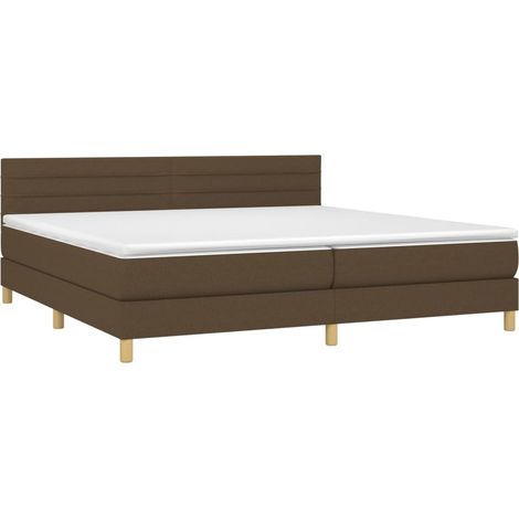 vidaXL Letto a Molle Materasso e LED Marronescuro 200x200cm in Tessuto (1/5)