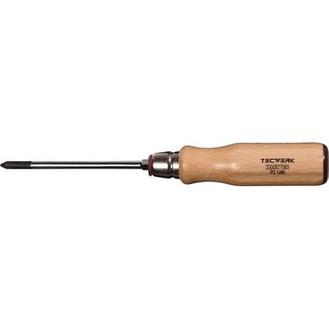 TECWERK Schraubendreher Gr.PZD 1 Klingen-L.80mm Holzgr.Rundkl.m.6KT Ans.TECWERK
