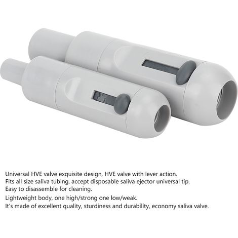 Lot de 2 poignées d'aspiration dentaire HVE à levier en plastique, valve à vide, adaptateur tube salive éjecteur universel fort/faible (1/5)
