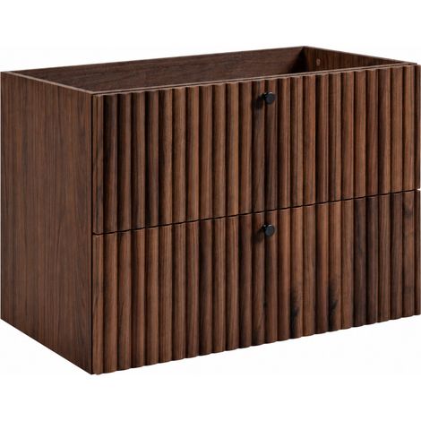 Mobile bagno Bello 80 cm, rovere noce, maniglie nere (1/5)