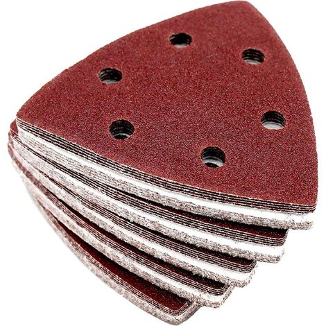 Feuilles Abrasives - Papier de Verre Grains 60 80 100 120 240 - Pour Ponçage Bois Plastique Métal - 100 Pièces avec 6 Trous (1/5)