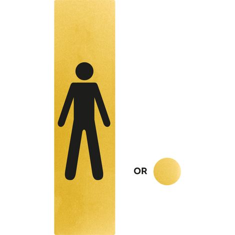 Plaque de porte Toilettes hommes verticales - Classique or 170x45mm - 4491363
