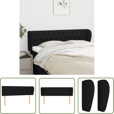 Furniture Limited - Tête de lit avec oreilles Noir 147x23x78/88 c (1/5)