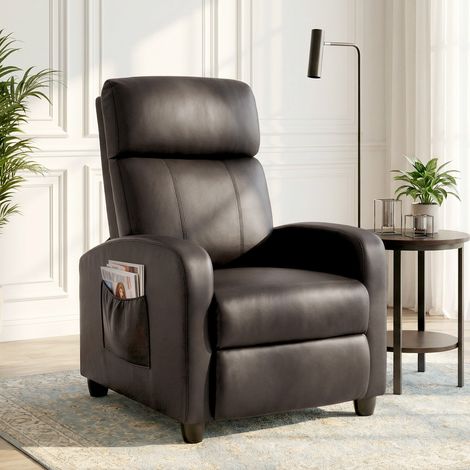 Sillón de Masaje Reclinable con Mando a Distancia Bolsillo Lateral y Temporizador Tapizado en PU 68x88x98 cm Marrón (1/5)
