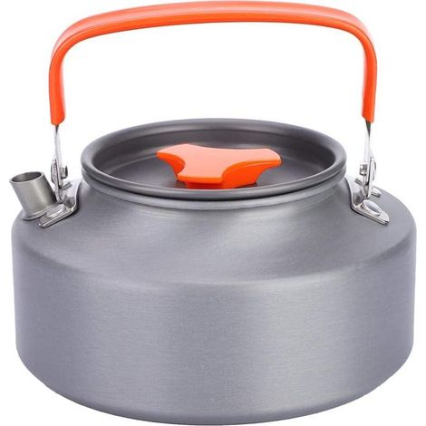 Théière en aluminium portable de 1,1 litre, grande cafetière de camping pour randonnée et cuisine en plein air